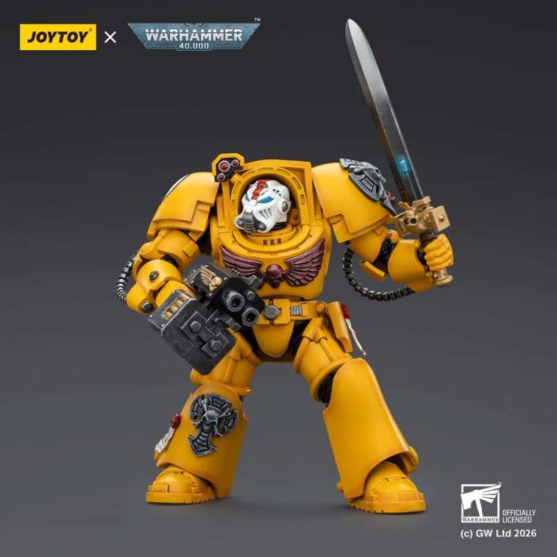 SPOTT-GR Warhammer 40,000 - Φιγούρα Δράσης Imperial Fists Terminator 1 With Power Sword and Storm Bolter Μεγέθους 14cm
