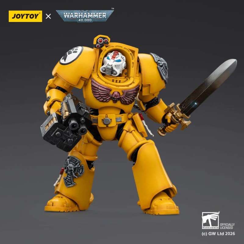 SPOTT-GR Warhammer 40,000 - Φιγούρα Δράσης Imperial Fists Terminator 1 With Power Sword and Storm Bolter Μεγέθους 14cm