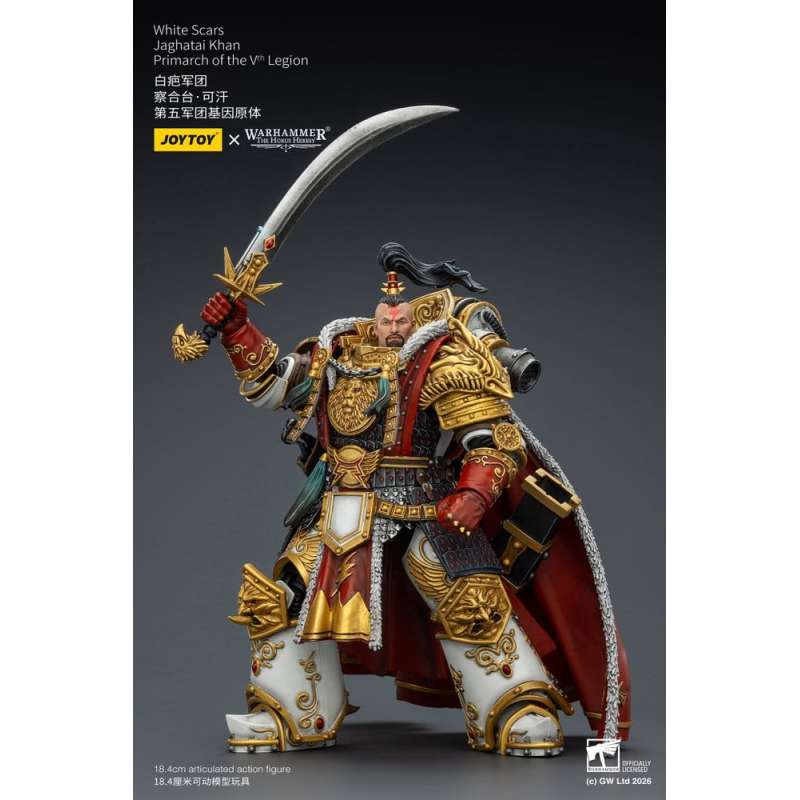 SPOTT-GR Warhammer The Horus Heresy - Φιγούρα Δράσης White Scars Jaghatai Khan Primarch of the Vth Legion Μεγέθους 19cm