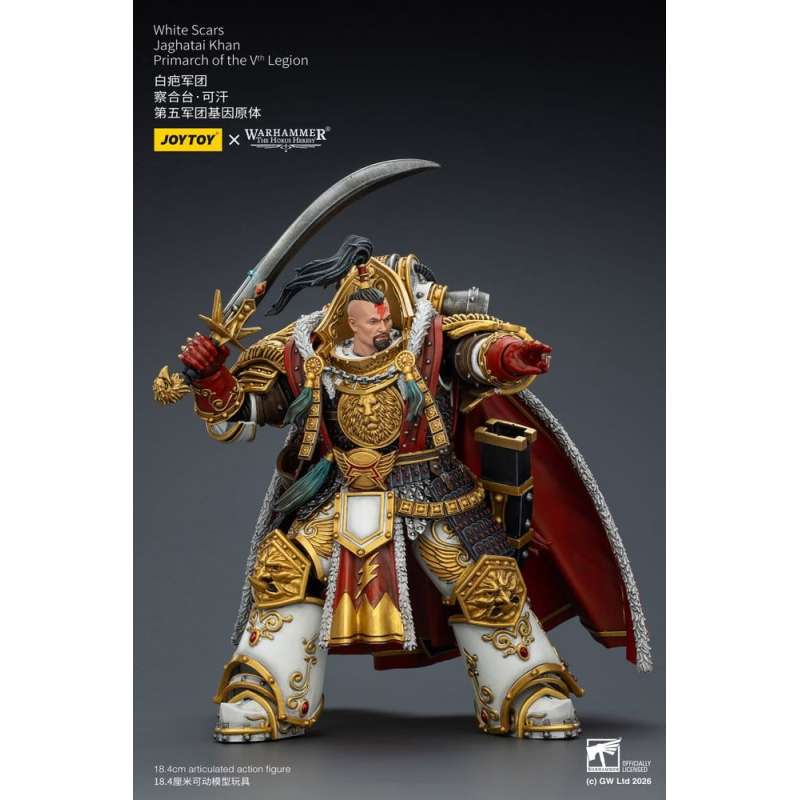 SPOTT-GR Warhammer The Horus Heresy - Φιγούρα Δράσης White Scars Jaghatai Khan Primarch of the Vth Legion Μεγέθους 19cm