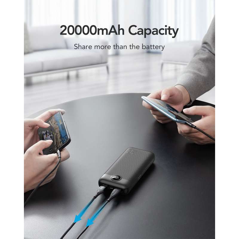 SPOTT-GR Veger L20S - Power Bank 20000mAh (PD Quick Charge 3.0 2A 20W) σε Μαύρο Χρώμα (VP2039PD / W2039PD)