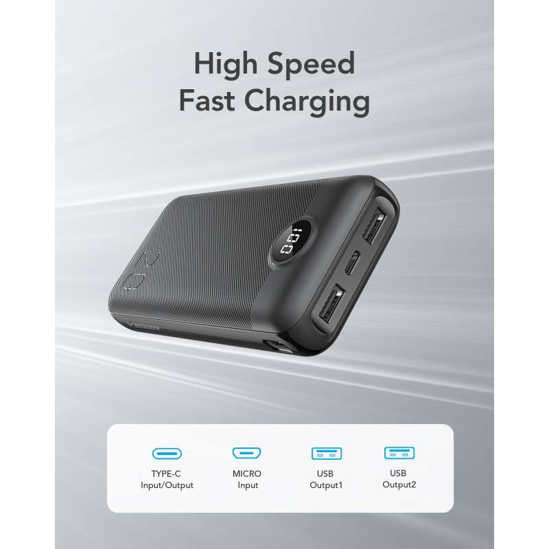 SPOTT-GR Veger L20S - Power Bank 20000mAh (PD Quick Charge 3.0 2A 20W) σε Μαύρο Χρώμα (VP2039PD / W2039PD)