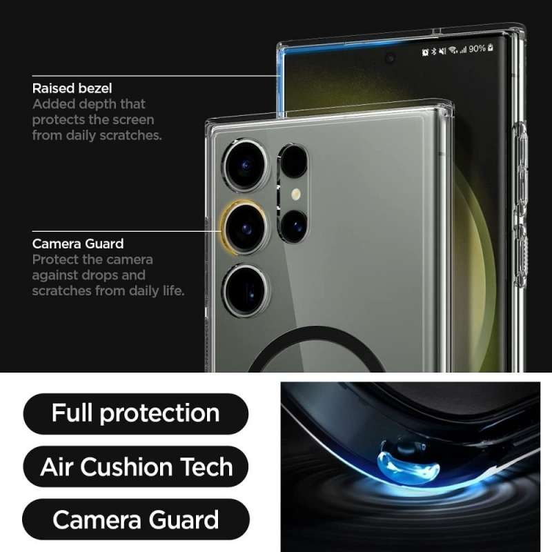 SPOTT-GR Spigen Ultra Hybrid Onetap Ring - Θήκη με Υποστήριξη MagSafe Samsung Galaxy S23 Ultra σε Μαύρο Χρώμα