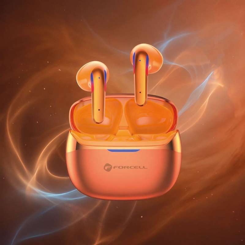 SPOTT-GR Forcell F-Audio Pulse Air - Ασύρματα In-Ear Ακουστικά Bluetooth με ENC (Ακύρωση Θορύβου) σε Πορτοκαλί Χρώμα