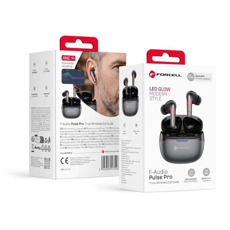 SPOTT-GR Forcell F-Audio Pulse Pro - Ασύρματα In-Ear Ακουστικά Bluetooth με ANC και ENC (Ακύρωση Θορύβου) σε Μαύρο Χρώμα