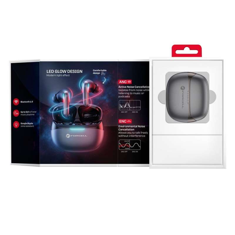SPOTT-GR Forcell F-Audio Pulse Pro - Ασύρματα In-Ear Ακουστικά Bluetooth με ANC και ENC (Ακύρωση Θορύβου) σε Μαύρο Χρώμα
