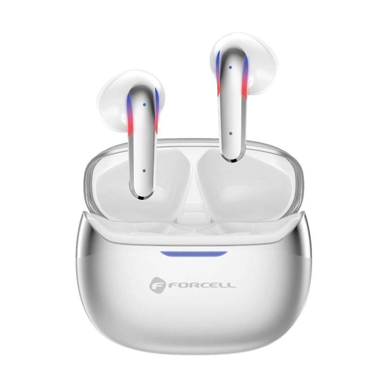SPOTT-GR Forcell F-Audio Pulse Air - Ασύρματα In-Ear Ακουστικά Bluetooth με ENC (Ακύρωση Θορύβου) σε Ασημί Χρώμα