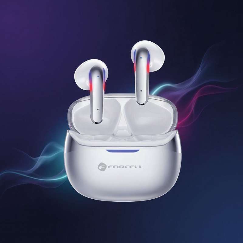SPOTT-GR Forcell F-Audio Pulse Air - Ασύρματα In-Ear Ακουστικά Bluetooth με ENC (Ακύρωση Θορύβου) σε Ασημί Χρώμα