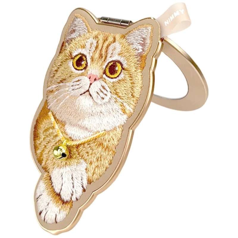 SPOTT-GR Nimmy Denim Fashion - Μαγνητική Αναδιπλούμενη Βάση με Design Ginger Cat σε Καφέ Χρώμα