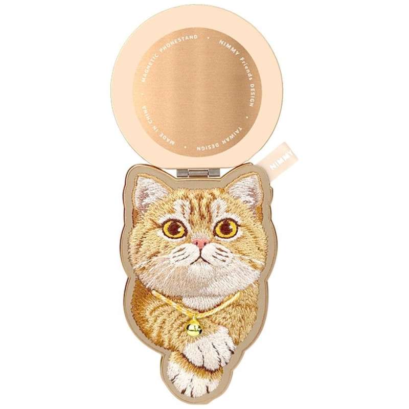 SPOTT-GR Nimmy Denim Fashion - Μαγνητική Αναδιπλούμενη Βάση με Design Ginger Cat σε Καφέ Χρώμα