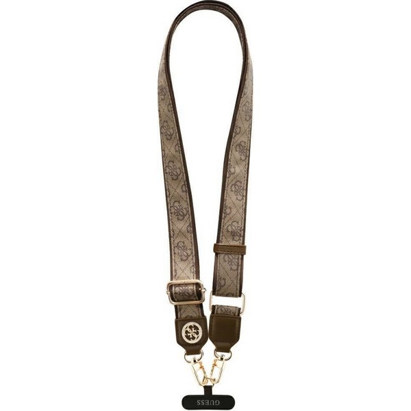 SPOTT-GR GUESS - Λουράκι για Θήκες Κινητών (4G PU Strap Tether Patch Strass Metal Logo) - Καφέ